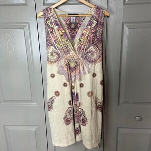 paisley sleeveless dress size L y2k preppy boho indie fairy cottagecore dress